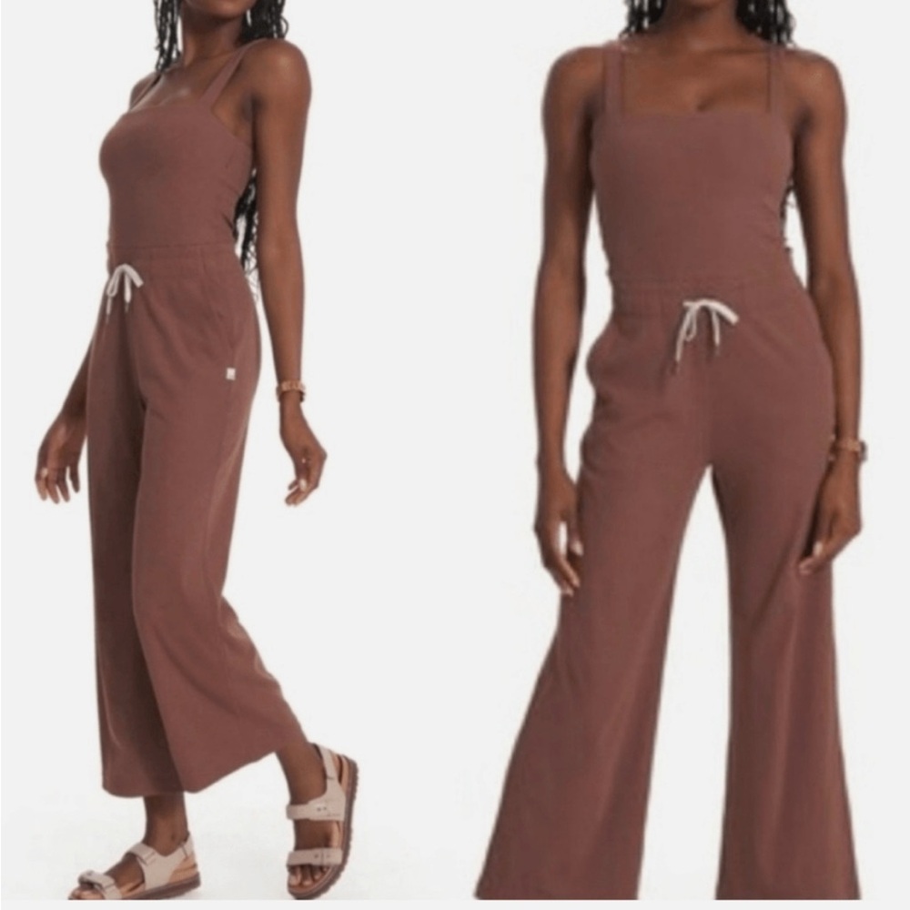 Vuori Brown Jumpsuit with Drawstring Waist and Wide-Leg Design